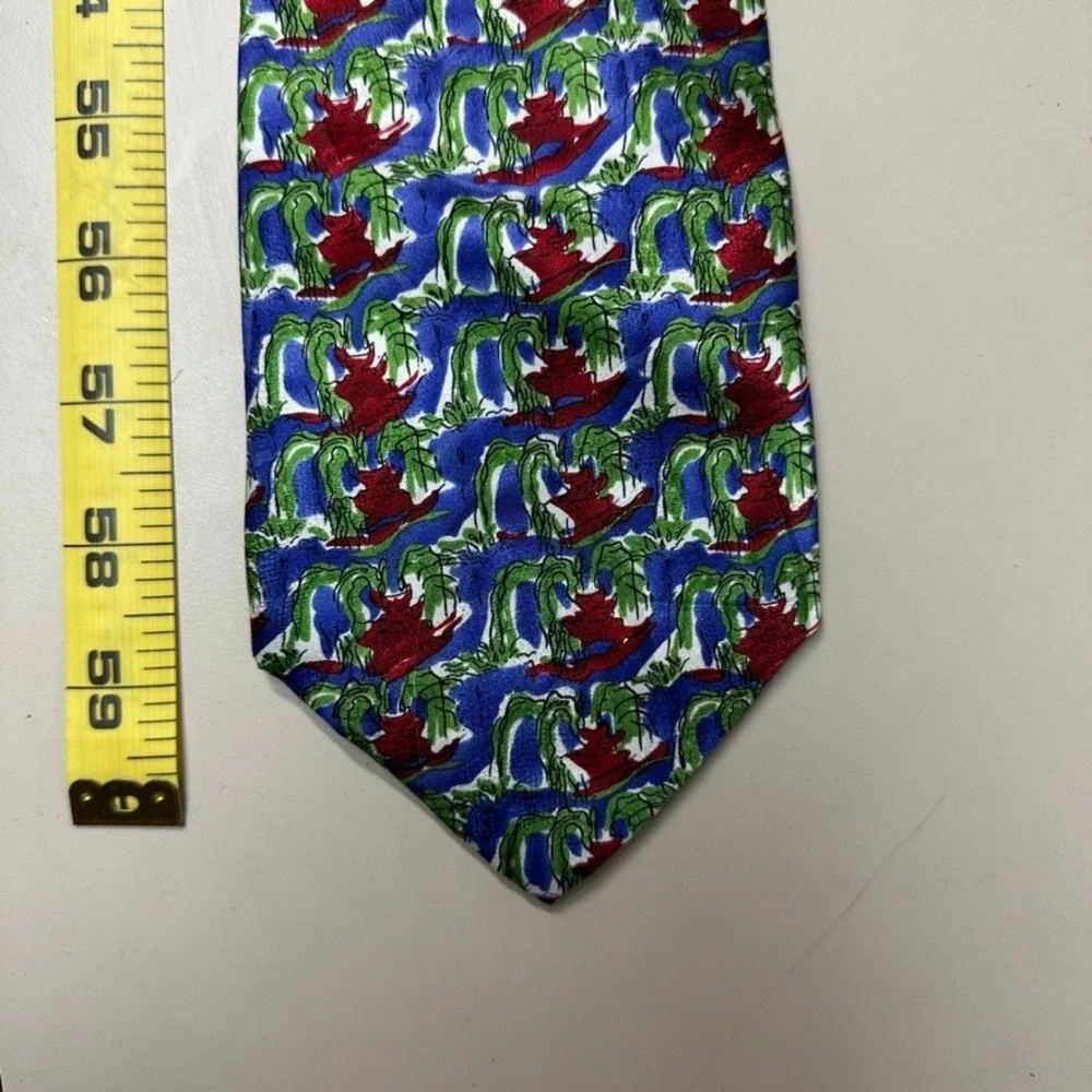 J. Garcia In the Park Collection Fifteen Silk Tie Blue Green Red Abstract 1996